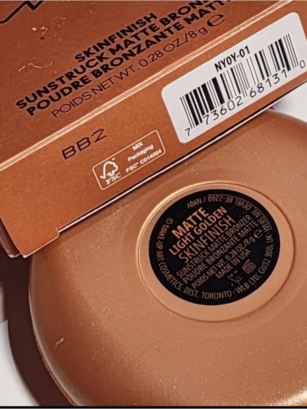 MAC Skinfinish Sunstruck Matte Bronzer LIGHT GOLDEN Full Size 8g NEW AUTHENTIC! - Picture 5 of 8